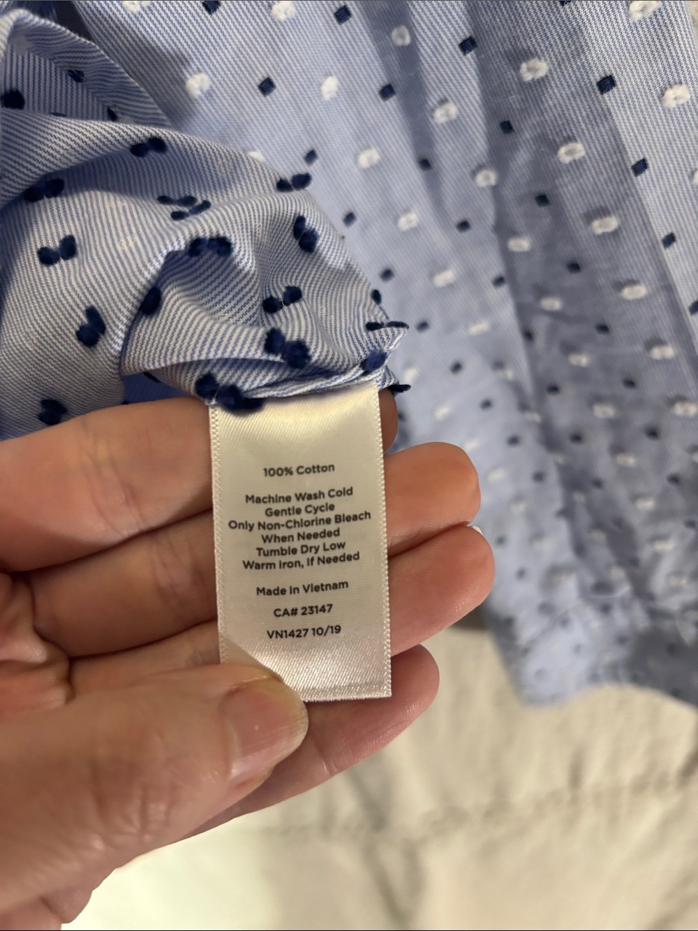 Talbots Blue White Striped Polka Dot Button-Down Shirt Blouse Medium 100%Cotton - Picture 3 of 8